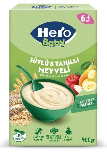 Hero Baby Sütlü 8 Tahıllı Meyveli Kaşık Mama: Bebekler İçin Sağlıklı ve Lezzetli Beslenme Seçeneği