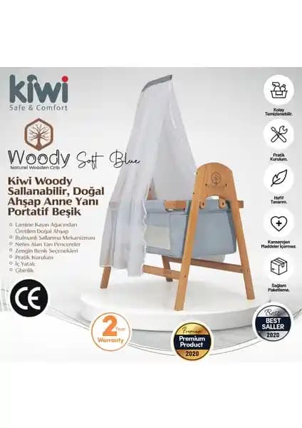 Kiwi Woody Sallanabilir Doğal Ahşap Anne Yanı Beşik: Güvenli ve Estetik Bebek Uyku Alanı