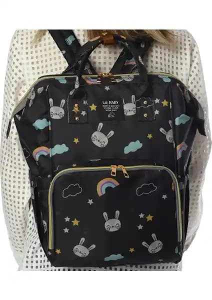 Lal Baby Tavşan Desenli Siyah Anne Bebek Bakım Sırt Çantası Özellikleri ve Kullanım Avantajları