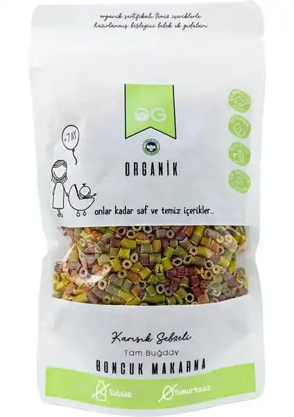 Organik Sebzeli Tam Buğday Boncuk Makarna Bebekler ve Küçük Çocuklar İçin Sağlıklı Bir Seçenek