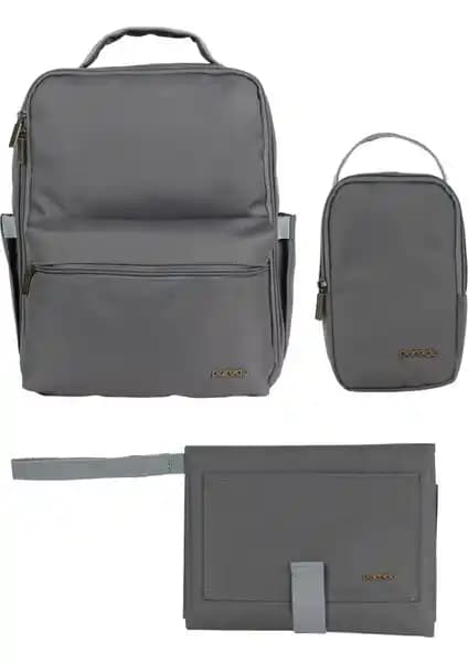 Puredu Gri Anne Bebek Bakım Sırt Çantası Seti Modern ve Fonksiyonel Tasarım ile Kullanışlı