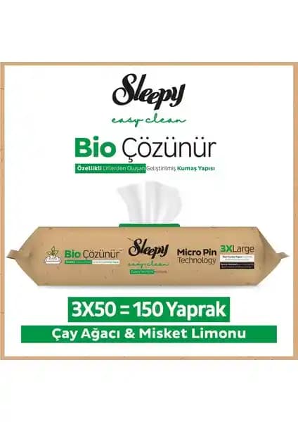 Sleepy Bio Çözünür Yüzey Temizlik Havlusu ve Mendili Türkiye Menşeli Doğa Dostu Ürün