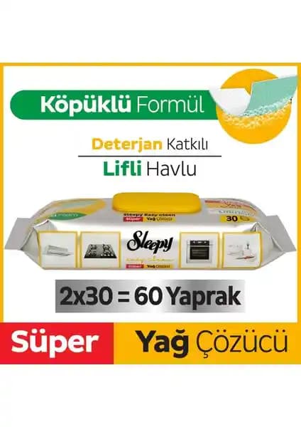Sleepy Easy Clean Süper Yağ Çözücü Yüzey Temizlik Havlusu ve Mendili - Pratik ve Doğal Mutfak Temizliği