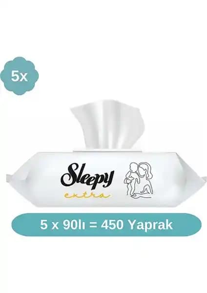 Sleepy Extra Islak Mendil 5X90 Adet ile Günlük Temizlik ve Bakım Kolaylığı