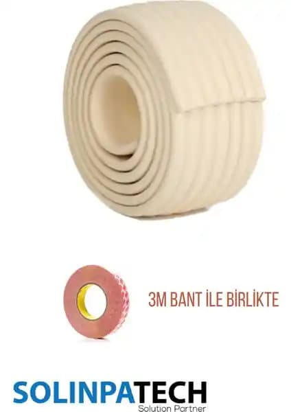 Solinpatech Krem Renk Kauçuk Kenar Koruma Bandı 2 Metre Uzunluk ve Güvenlik Sağlar