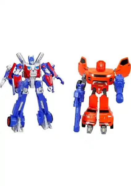 Sunman Transformer Işıklı 2'li Power Robot Çocuklar İçin Eğlenceli ve Dönüşebilir Oyuncak