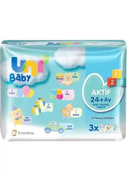 Uni Baby Aktif Oyna Öğren 3'lü Islak Mendil: Günlük Bebek Temizliği İçin Güvenilir Çözüm