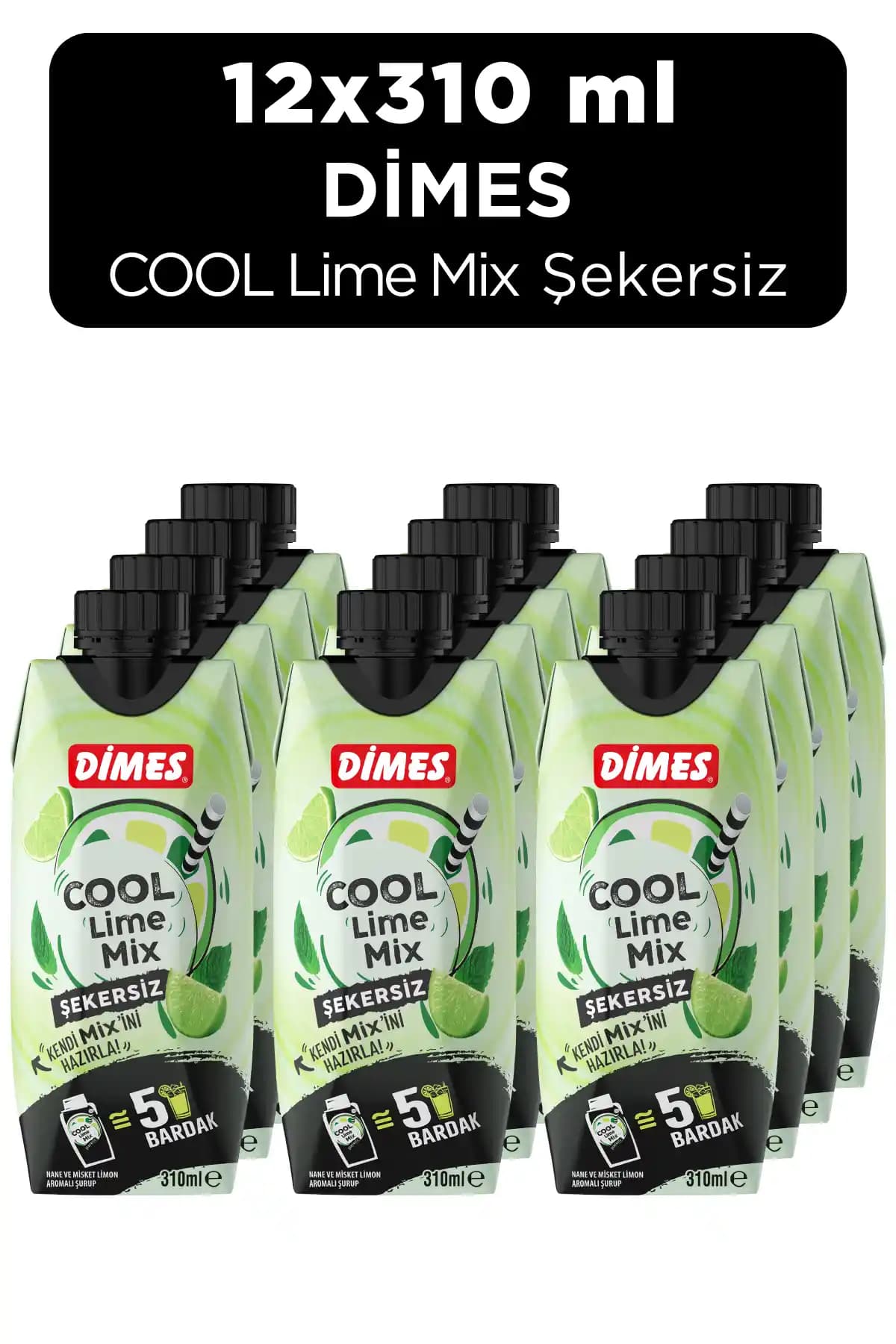 Dimes Cool Lime Şekersiz Mix 310ML Sağlıklı ve Ferahlatıcı Bir İçecek Seçeneği