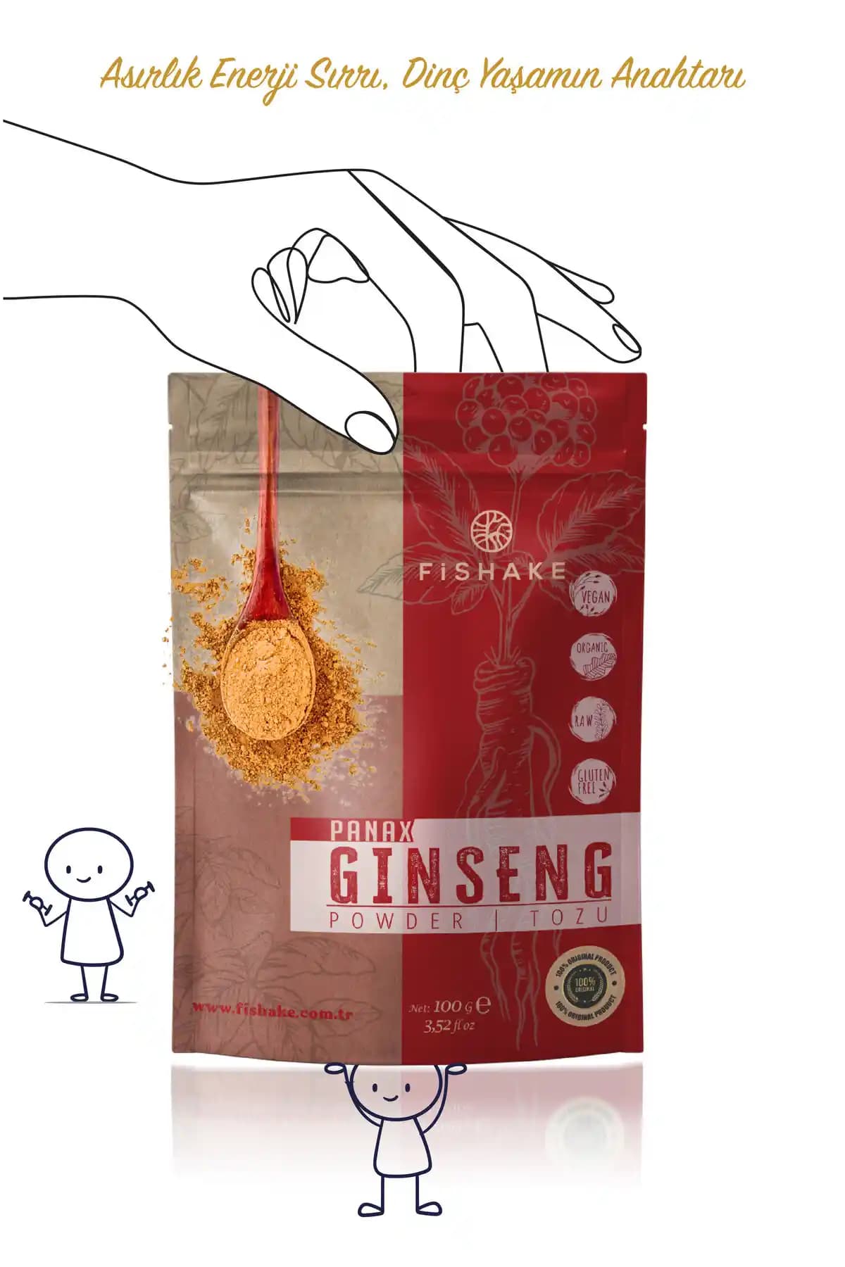 FiShake Panax Ginseng Tozu: Doğal Enerji ve Sağlık Destekleyici Bitkisel Takviye