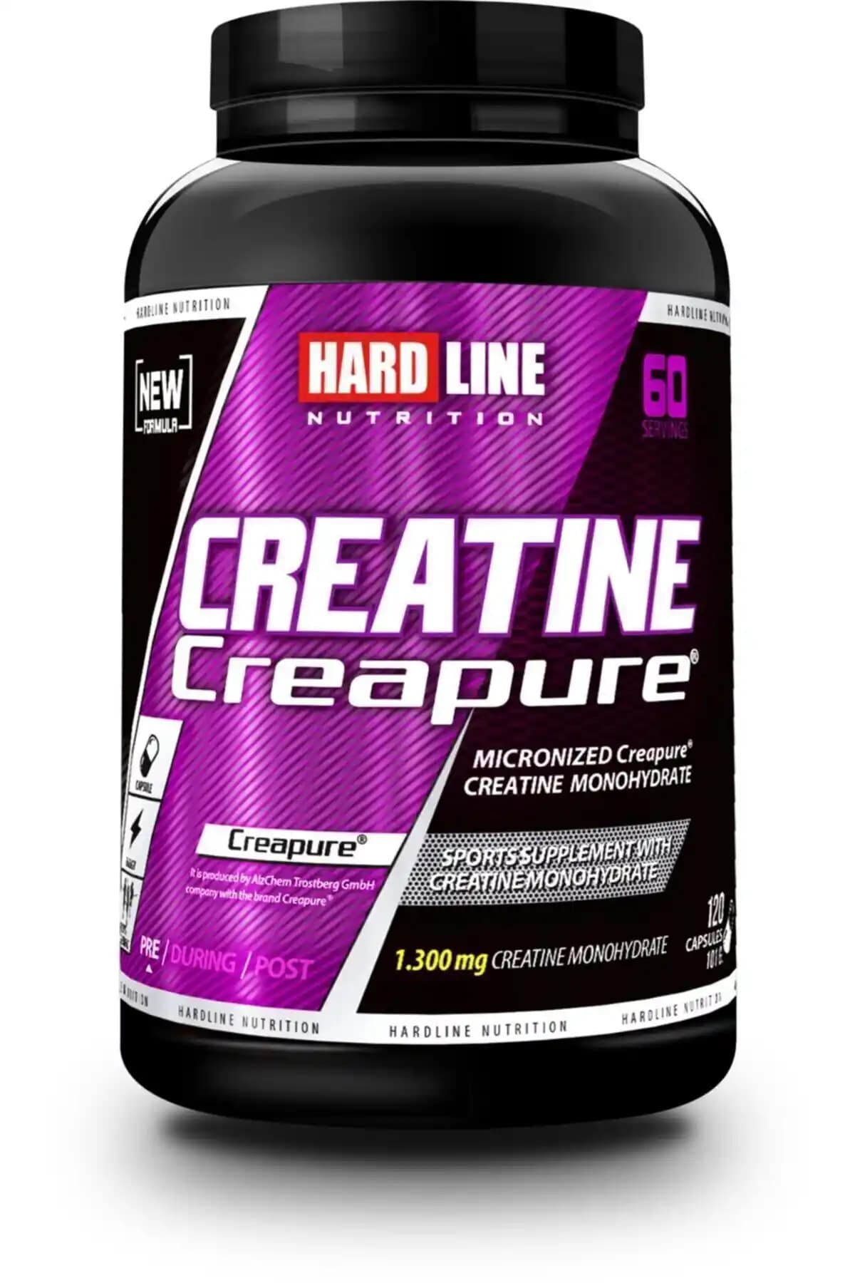 Hardline Creatine Creapure 120 Kapsül Spor Performansını Artıran Yüksek Kaliteli Kreatin Takviyesi