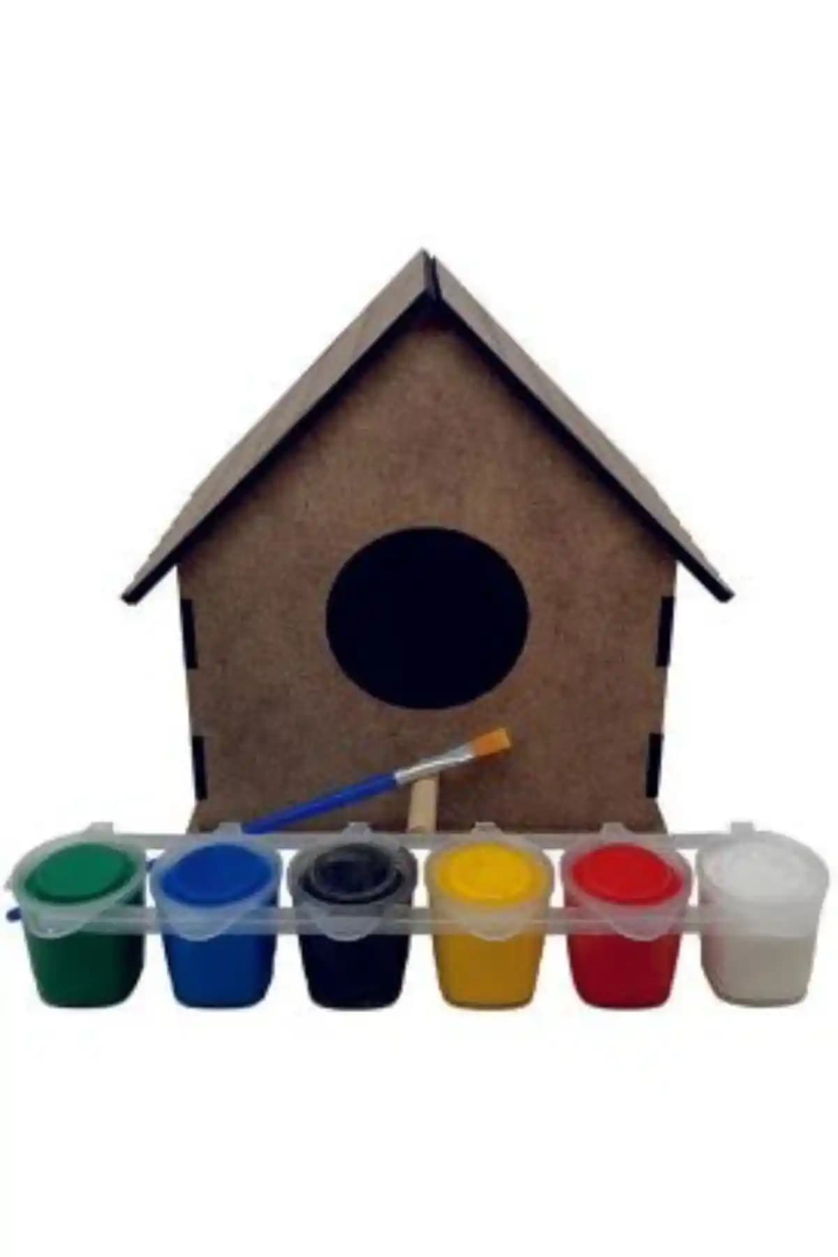 Mutlu Çocuk Oyun Dünyası Ahşap Kuş Evi Boyama Seti Güvenli ve Eğlenceli Çocuk Aktivitesi