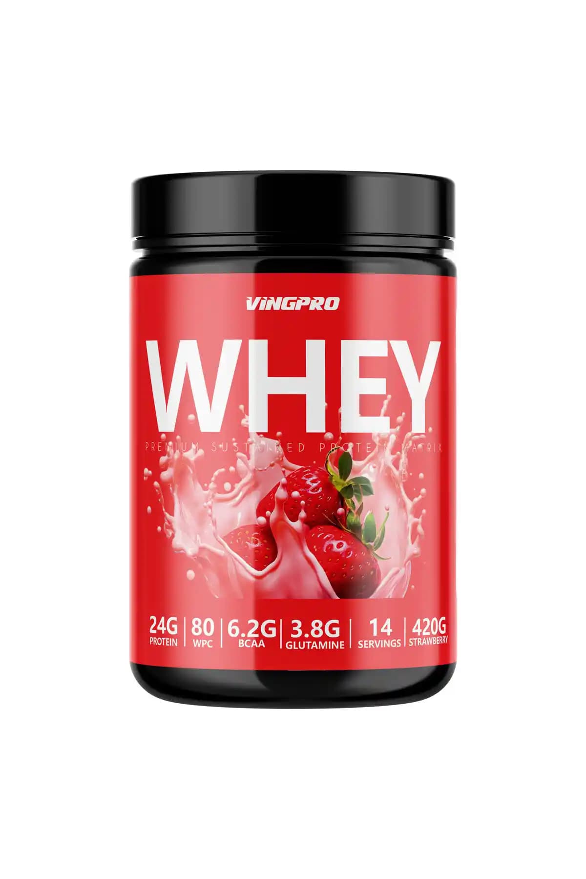 Vingpro Whey Protein Pro WPC80 420g Çilek Aromalı Yüksek Kaliteli Protein Tozu