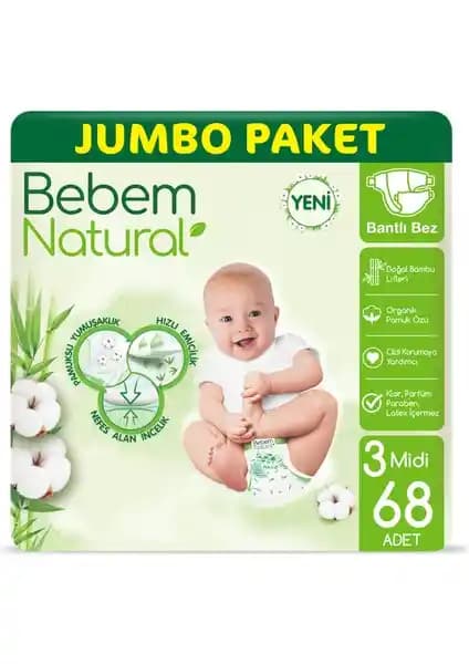 Bebem Natural Bebek Bezi 3 Beden Midi ve 6 Beden Ekstra Large Karşılaştırması