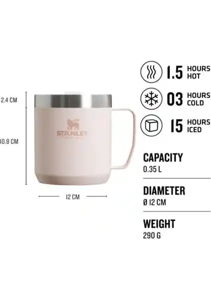 0.35 L Stanley Klasik Paslanmaz Çelik Termos: Kamp için uzun süre sıcak-soğuk tutan güvenli ve pratik tasarım