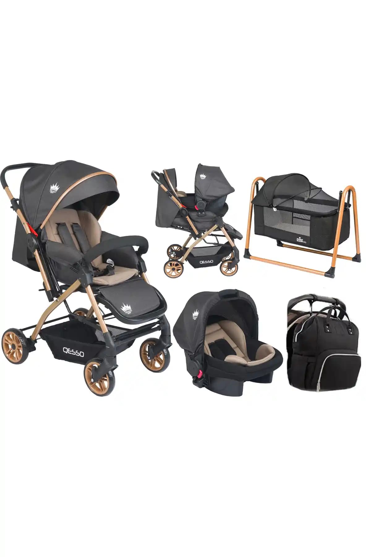 4 Baby Aqua Çift Yönlü Bebek Arabası Puset Çanta Beşik Seti Antrasit Özellikleri