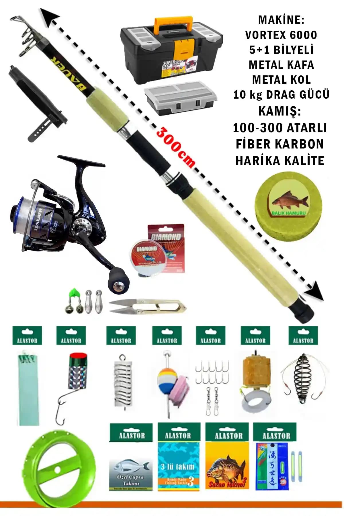 ALASTOR Profesyonel Deniz ve Göl Olta Takımı 100-300 g Atarlı Kamış – Dayanıklı