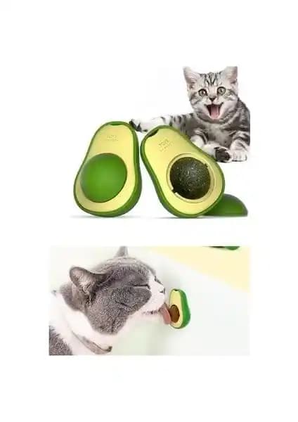 Avokado Şeklinde 360 Derece Dönen Kedi Yalama Topu: Doğal Kedi Otu ile Oyun ve Ağız Bakımı