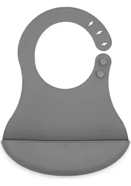 Baby Jem Mini Silikon Önlük Gri: Ayarlanabilir, Su Geçirmez ve Kolay Temizlenebilir Bebek Önlüğü