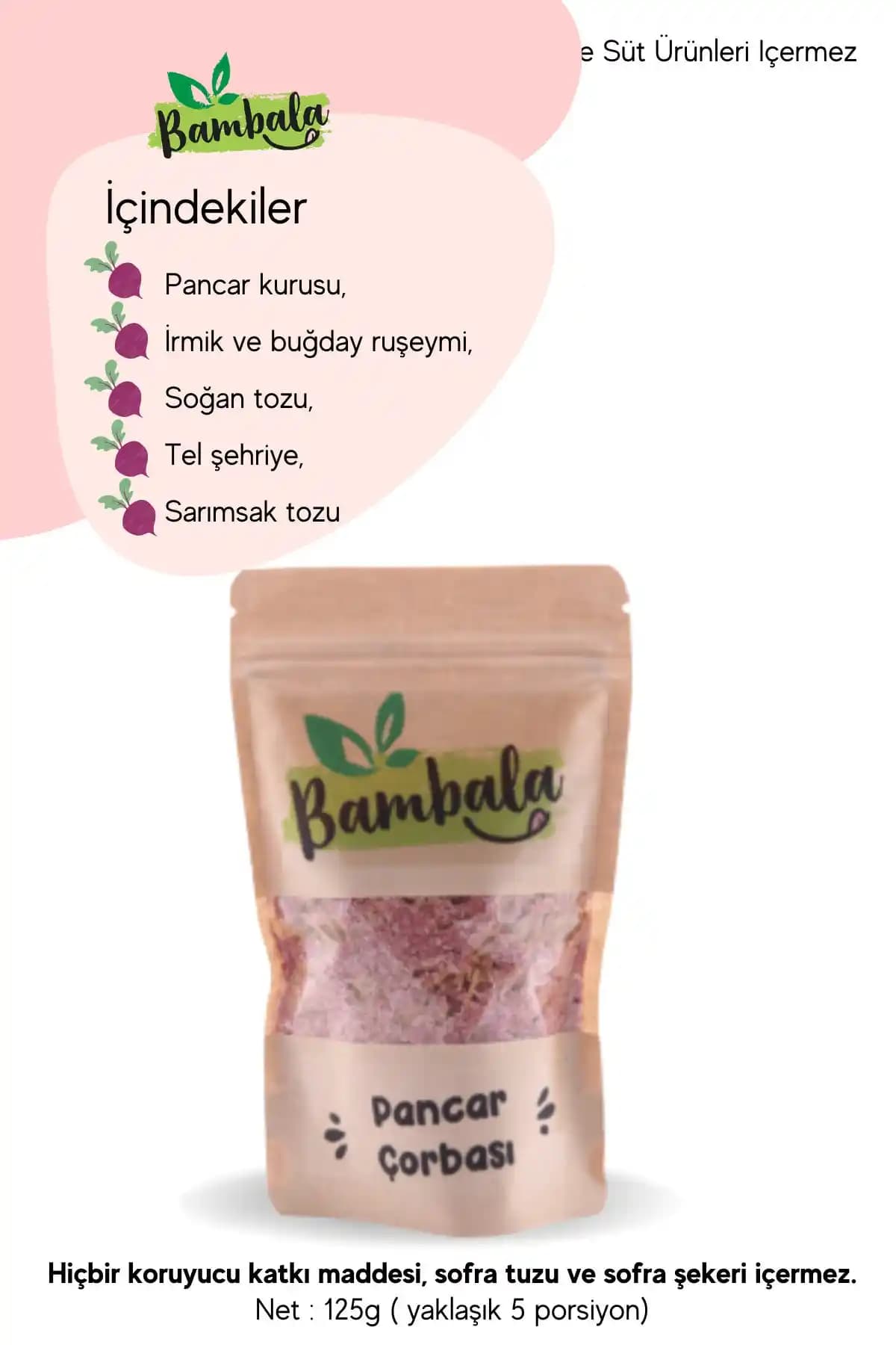 Bambala Pancar Çorbası Harcı 125 g Hızlı ve Doğal, Kısa Sürede Servis Edilen Çorba