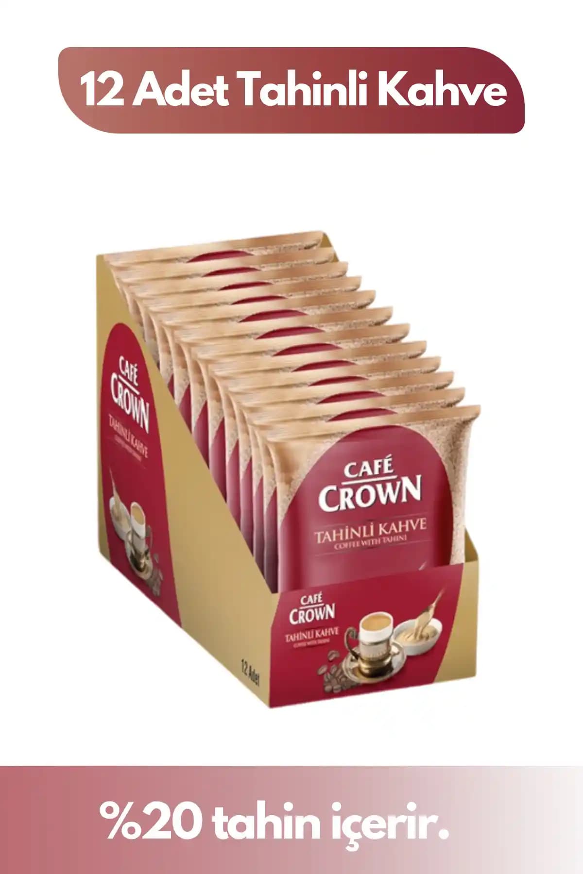 Cafe Crown Tahinli Türk Kahvesi 12x100 g – Türkiye Kökenli, Dengeli İçim ve Tahinli Aroma