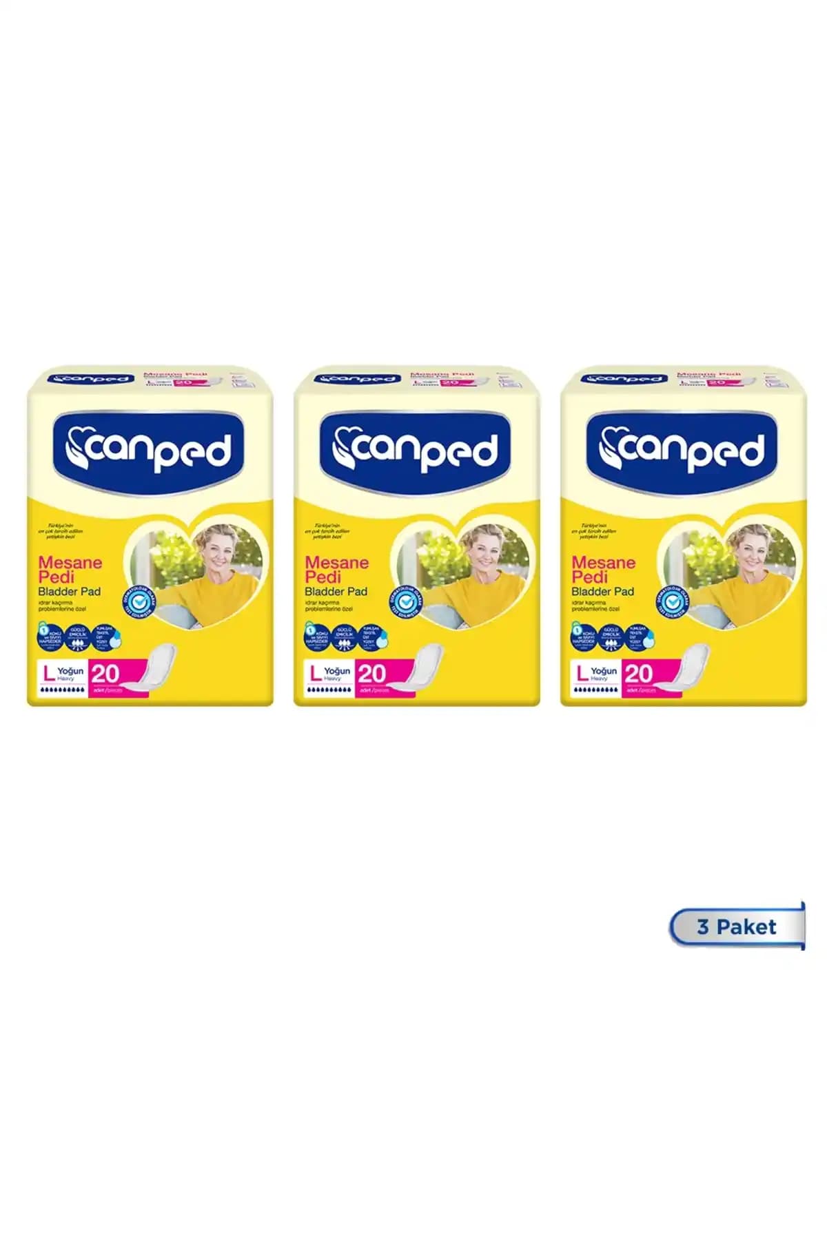 Canped Yoğun Mesane Pedi L Beden, 60 Adet – Anatomik Uyum ve Sızdırmazlık