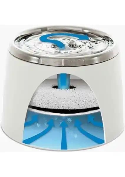 Catit Fresh & Clear Paslanmaz Çelik Hazneli Kedi Suluğu (2 L) – Filtreli ve Sessiz