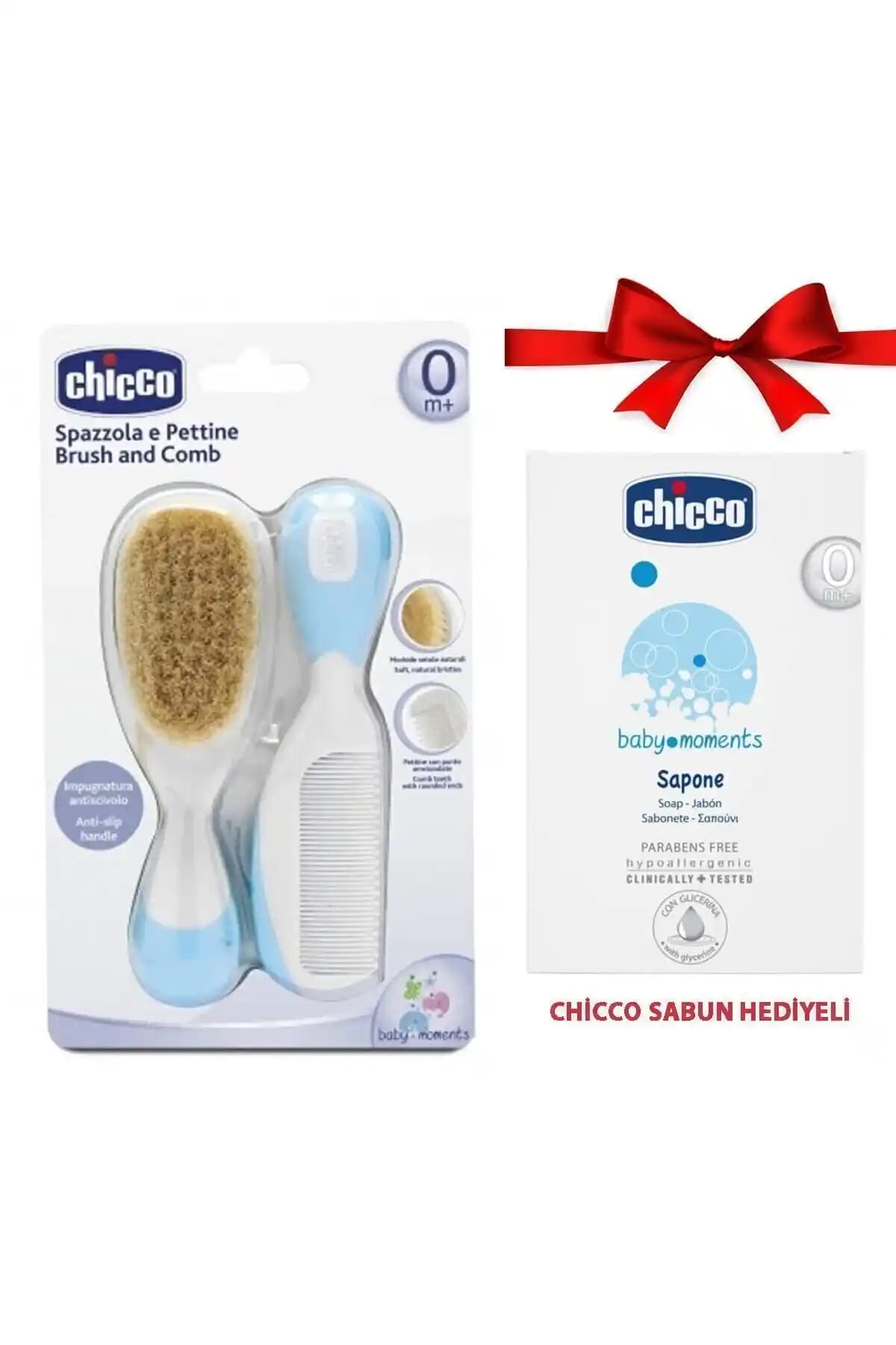 Chicco Fırça ve Tarak Seti Mavi + Sabun Hediyeli: Bebek Saç Bakımında Nazik ve Güvenli Çözüm