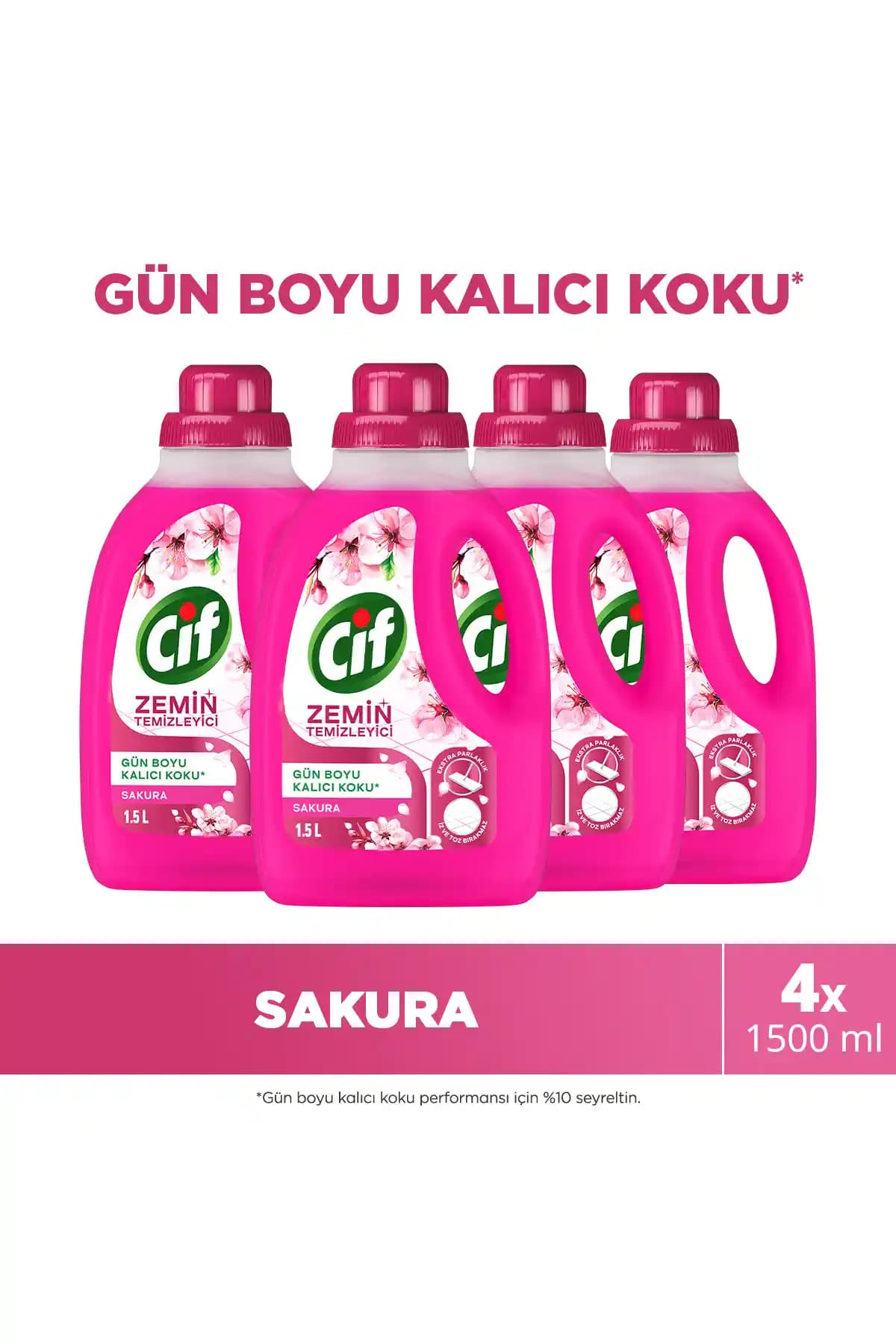 CIF Sakura Zemin Temizleyici 1,5 L x4 Paket – Türkiye Menşeli Sert Zeminler İçin