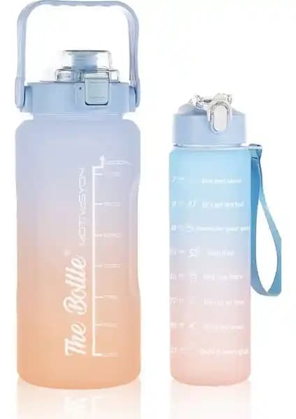 Comprox The Bottle Motivasyonel 2'li Pipetli Stickerlı Su Matarası Seti ile Günlük Su Tüketimini Artırın