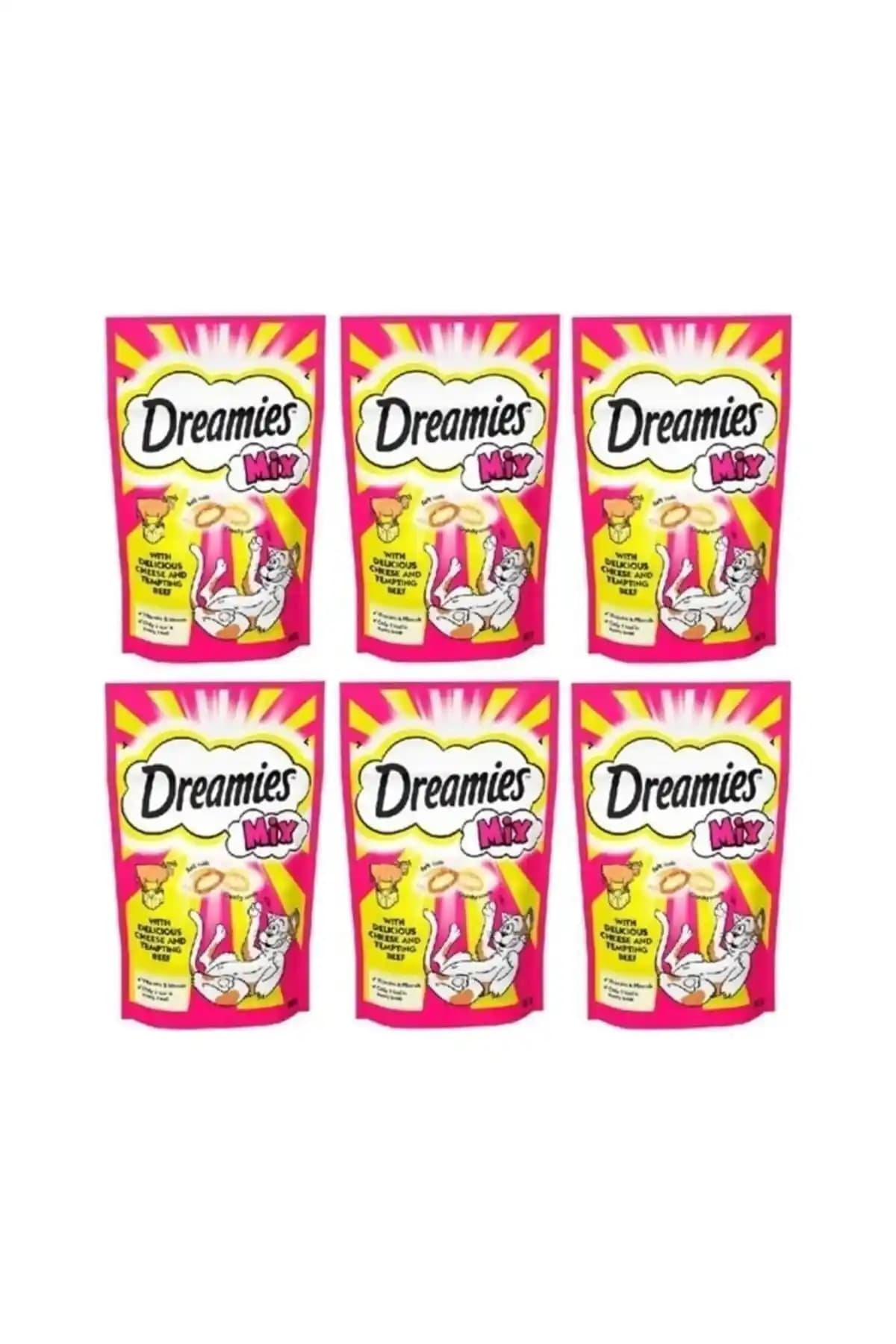 Dreamies Sığırlı & Peynirli Mix Kedi Ödül Maması 60g x 6 - Yüksek Proteinli ve Vitamin Destekli
