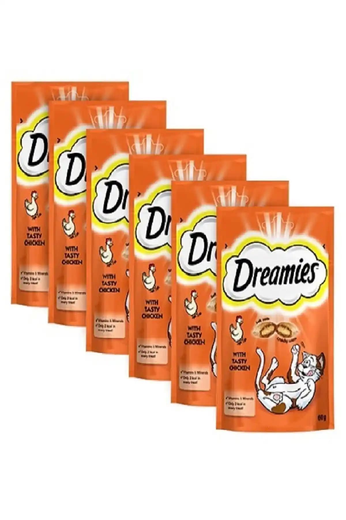 Dreamies Tavuklu Pouch Kedi Ödülü 60 g x 6'lı Paket: Düşük Gluten ve Kolay Sindirim