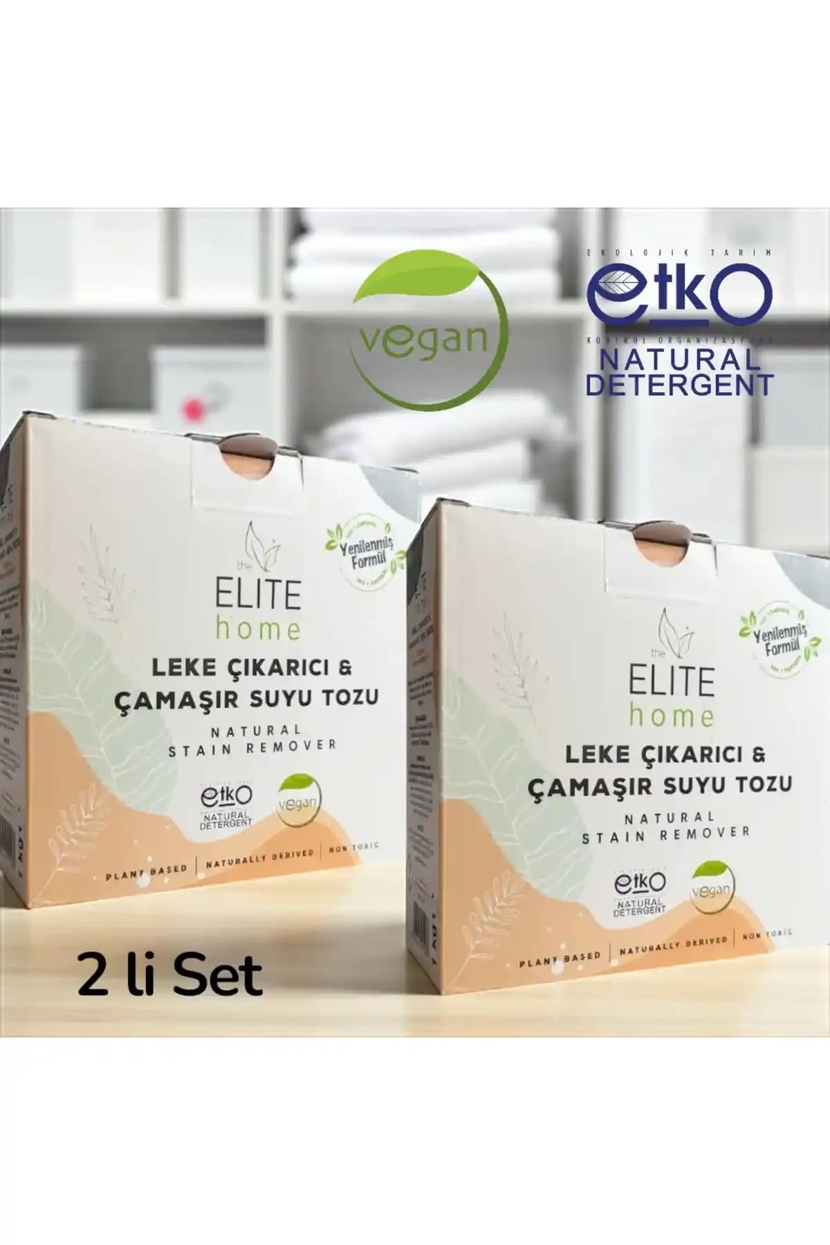 Elite Home Doğal Vegan Leke Çıkarıcı Toz Kokusuz Çok Yönlü Temizlik İçin 2x1kg Paket