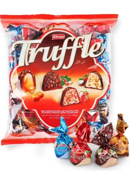 Elvan Truffle Mix 500 g: Sütlü çikolata dolgulu truffle karışımı ve çeşitli aromalar