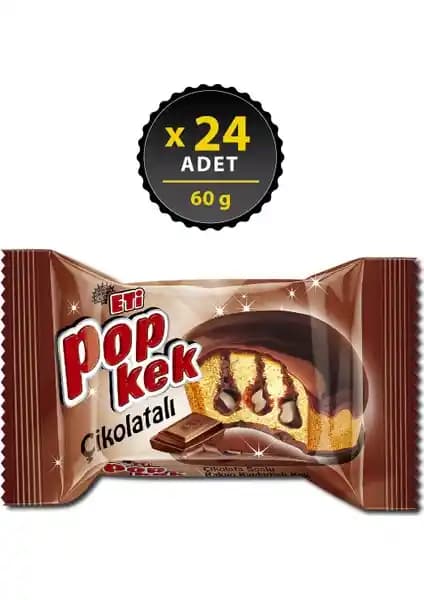 Eti Popkek Çikolata Soslu Kakao Kaplamalı Kek 60 g × 24 Adet – Pratik Atıştırmalık