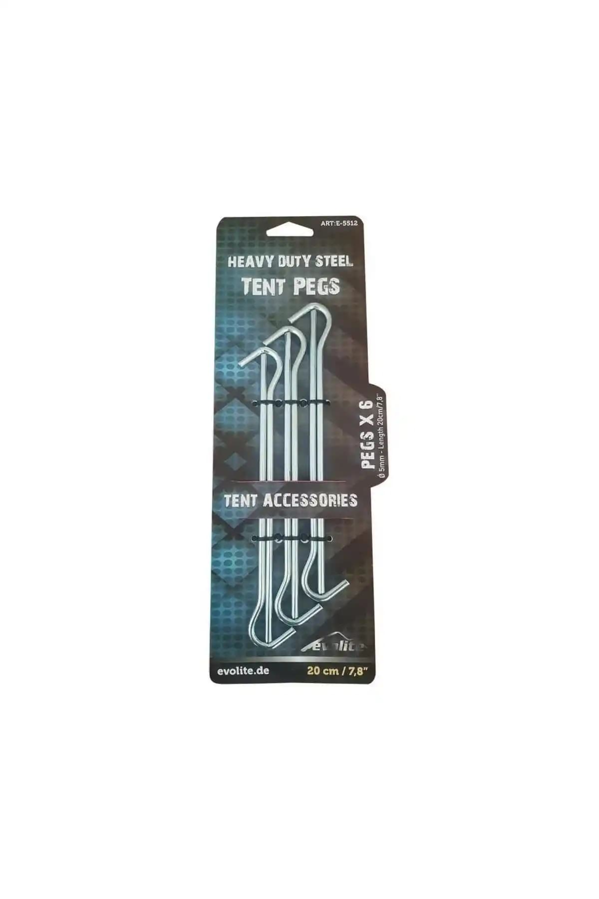 Evolite 6'lı Çelik Çadır Kazıkları 20 cm: Dayanıklı Zemin Desteği ve Kolay Kurulum