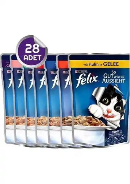 Felix Pouch Yaş Kedi Maması Karışık Paket – 28 Adet, Yaklaşık 3 kg Toplam Ağırlık