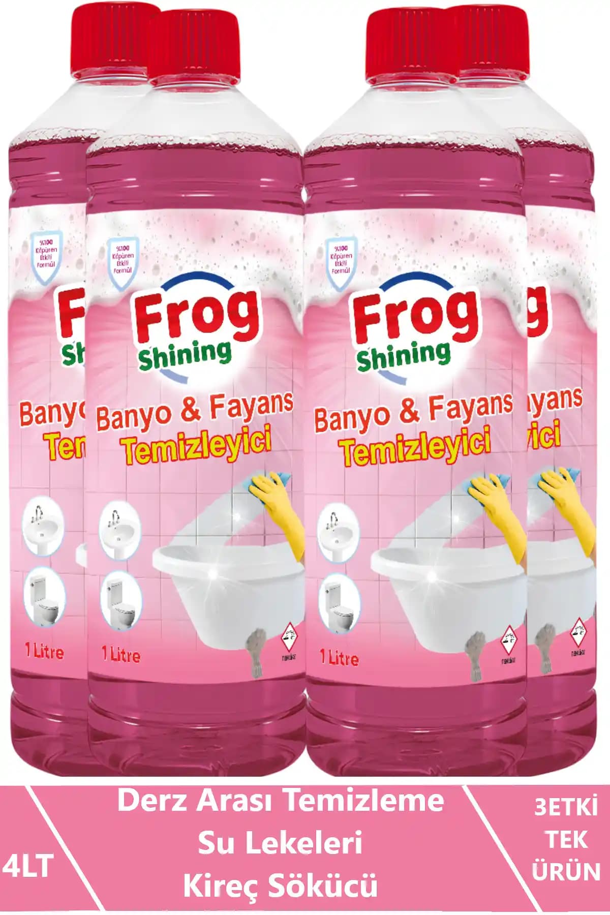 Frog Shining Derz ve Su Lekesi Temizleyici Çam Kokulu – 4 Adet, 1 Litre Paket