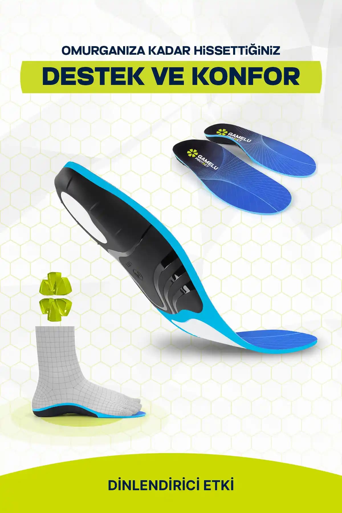 GAMELU PROTECT Ortopedik Tabanlık: İç Basma ve Düz Taban İçin Jel/Silikon, TPU Destekli