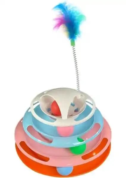 Glipet Miapet Tower Of Tracks: Dört Katlı Tüylü Kedi Oyuncağı ile Çoklu Oyun Alanı