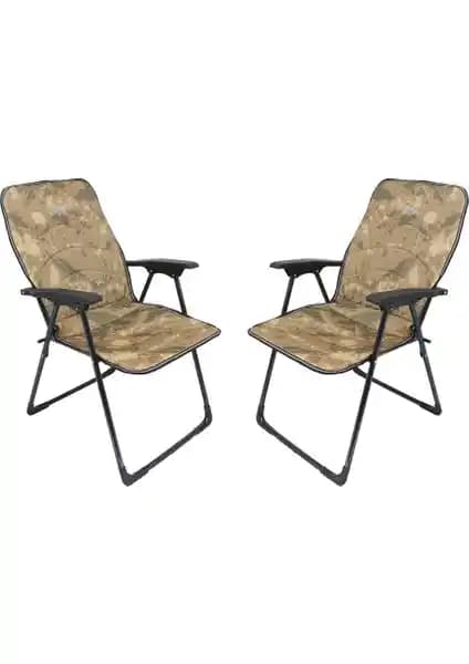 Gray Wolf Katlanır Kollu Lüks Kamp Sandalyesi Seti – Çöl Kamuflaj, 2 Adet için