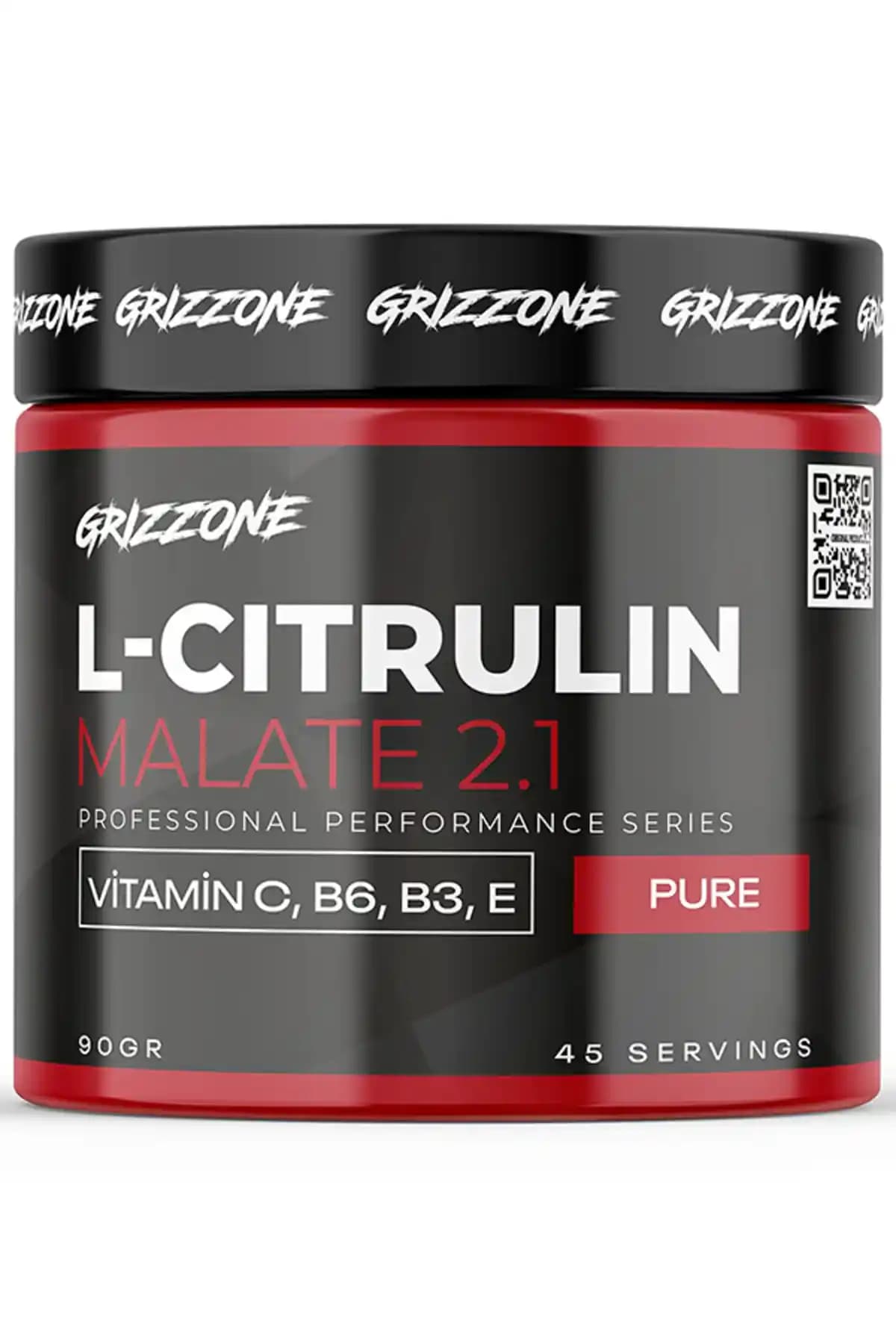 GRIZZONE Citrullin Malate Aromasız Toz, Enerji Odaklı Takviye, Türkiye Menşeli 90 g (TR)