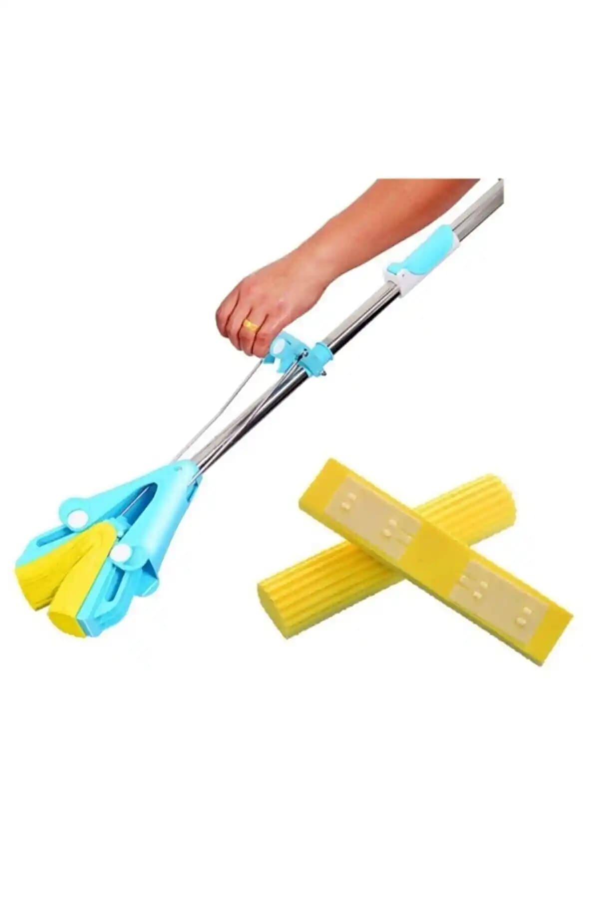 Hansel Kelebek Mop için Sıkmalı Yer Fayans Yedek Süngeri 2 Adet Başlık Seti