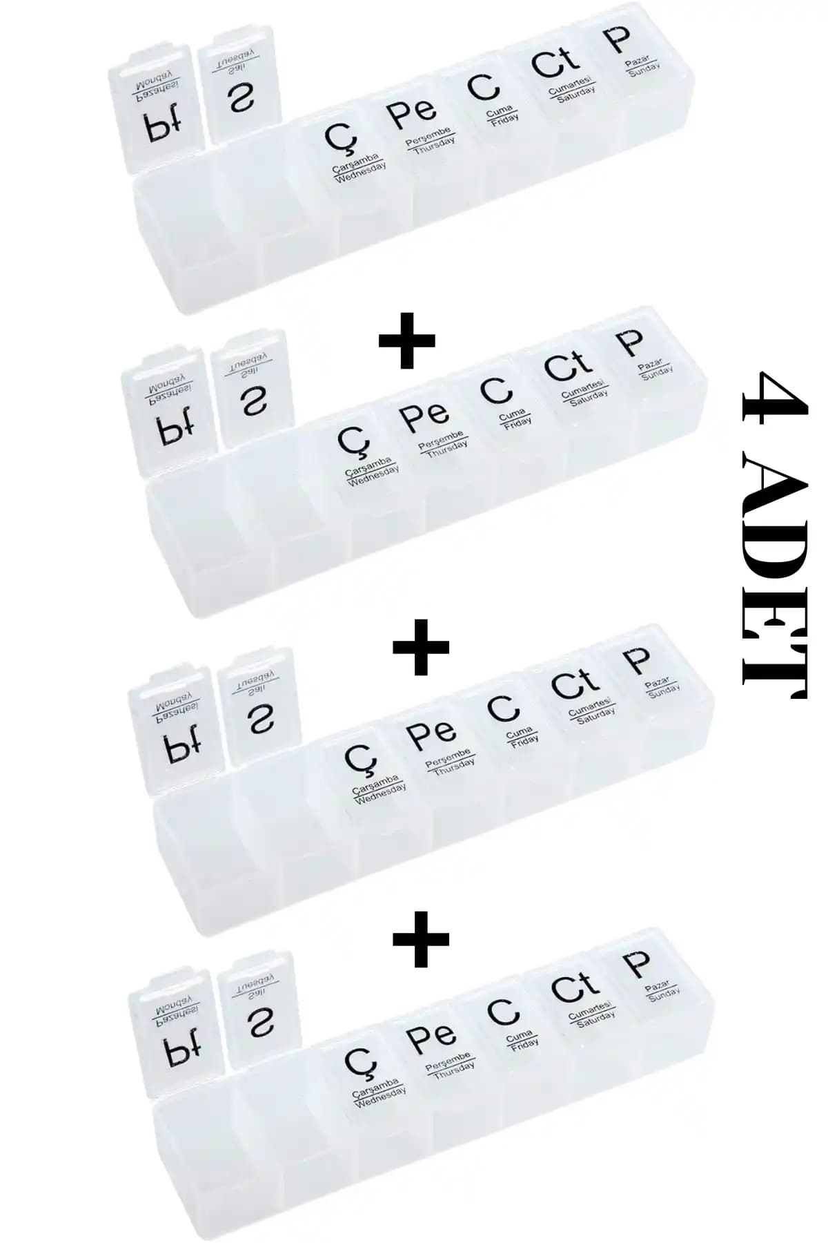 HASBY 4 Haftalık İlaç Kutusu: Dört Kutu ile Günlük İlaç ve Vitamin Düzeni evde ve seyahatte