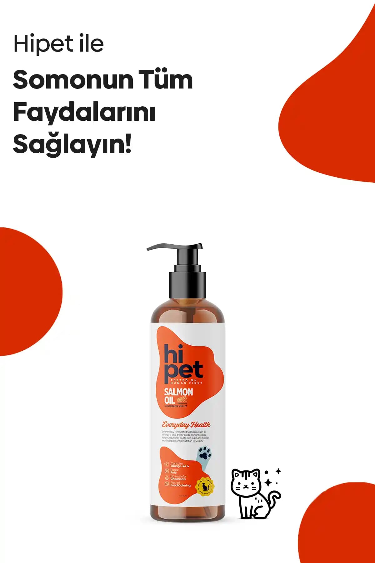 HiPet Kediler İçin Somon Yağı: Tüy Sağlığı ve Bağışıklık Desteği Sağlayan Doğal Takviye