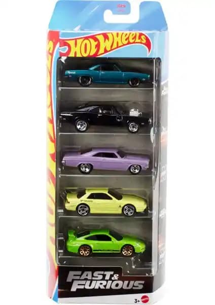 Hot Wheels Fast & Furious 1:64 Ölçekli Metal Gövdeli 5'li Araba Seti - Koleksiyon ve Oyun