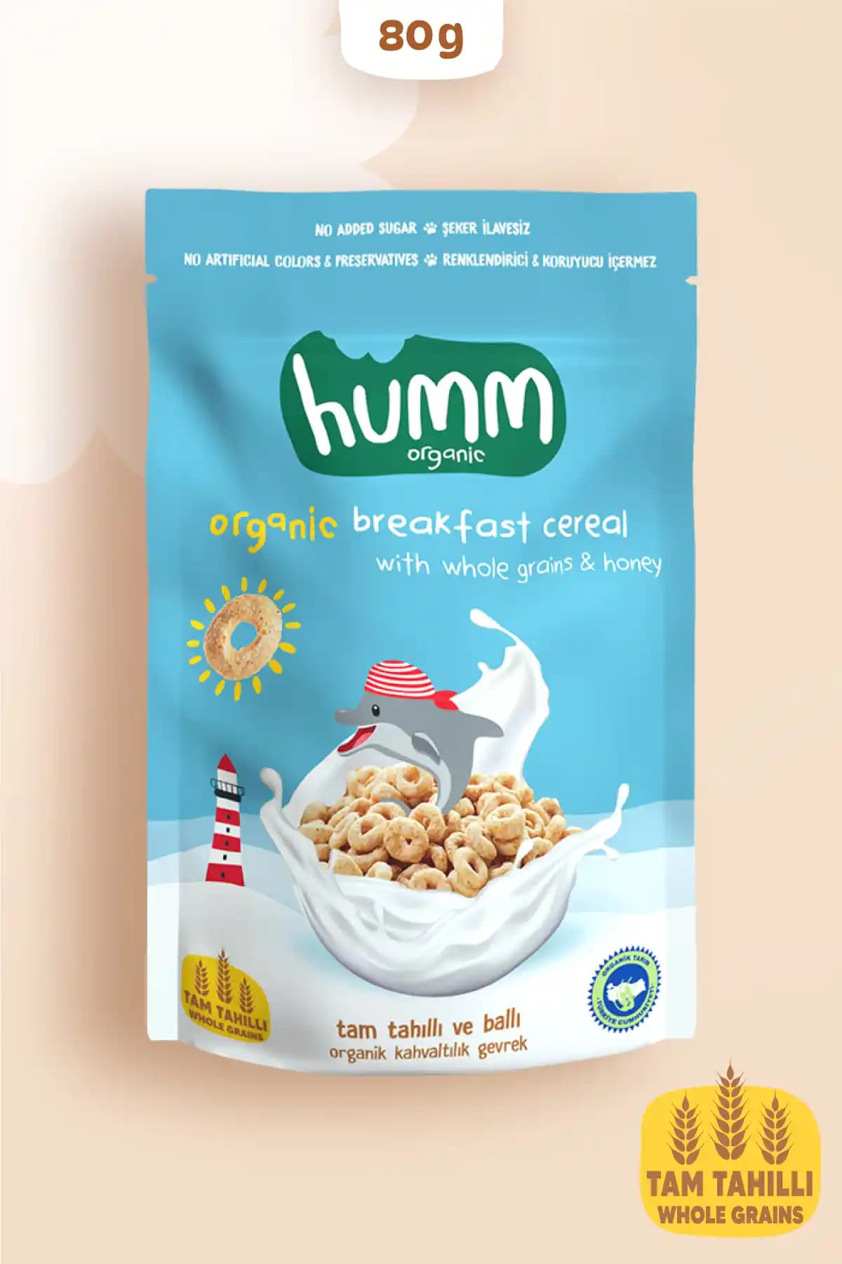 Humm Organic Tam Tahıllı ve Ballı Kahvaltılık Gevrek – Organik İçerikli 80 g Paket