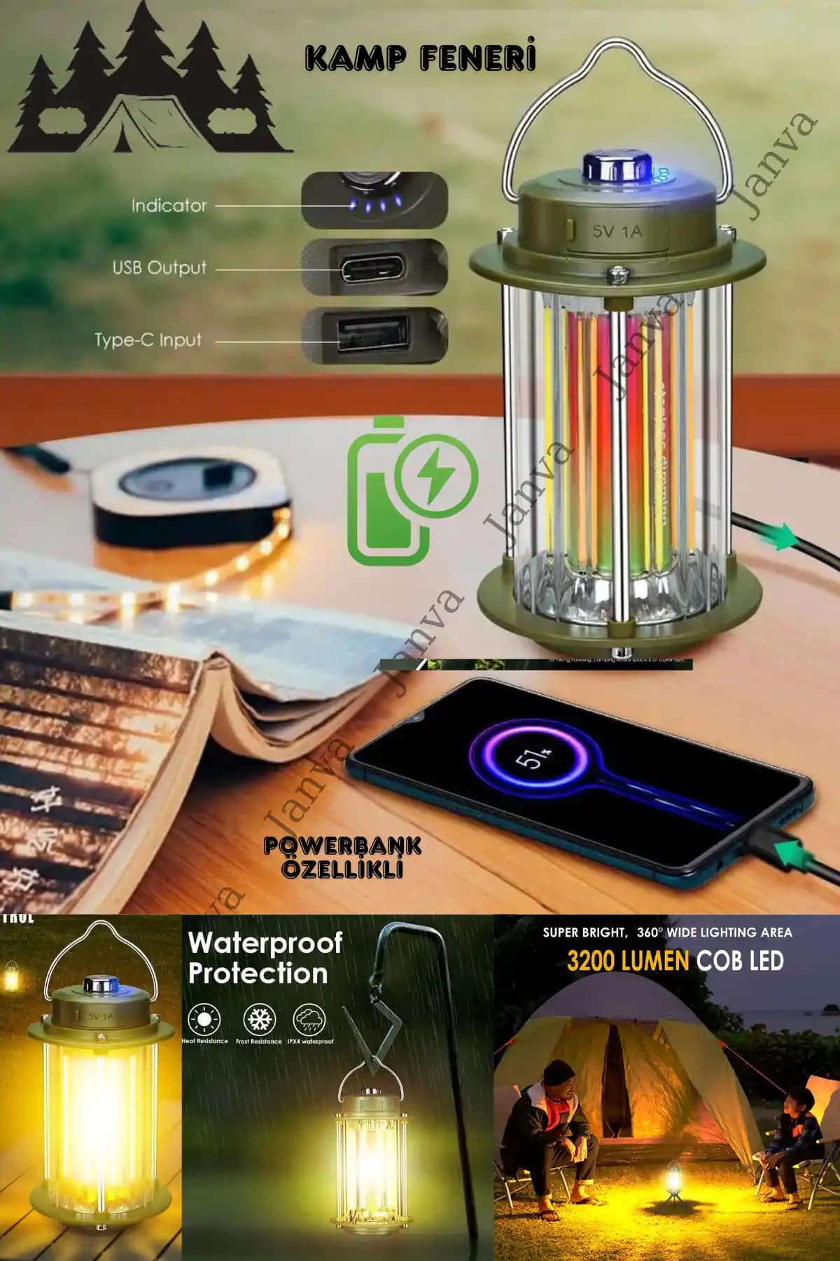 Janva Şarjlı Mini Kamp Feneri: Acil Durum ve Araç Tamiri İçin Çok Yönlü Işık Kaynağı