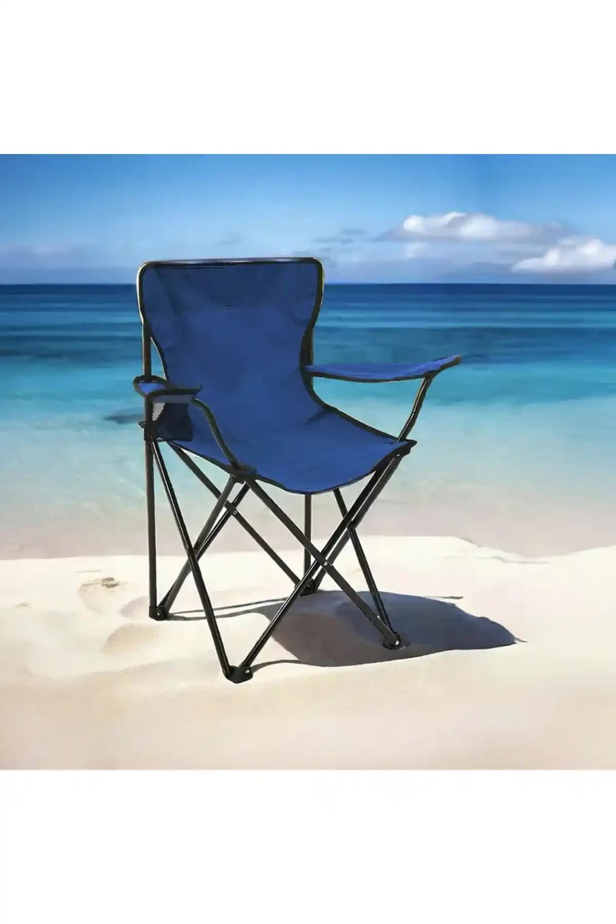 Katlanabilir Piknik ve Kamp Sandalyesi – Mavi, Paslanmaz Çelik İskeletli, Dayanıklı 600D Oxford Kumaş