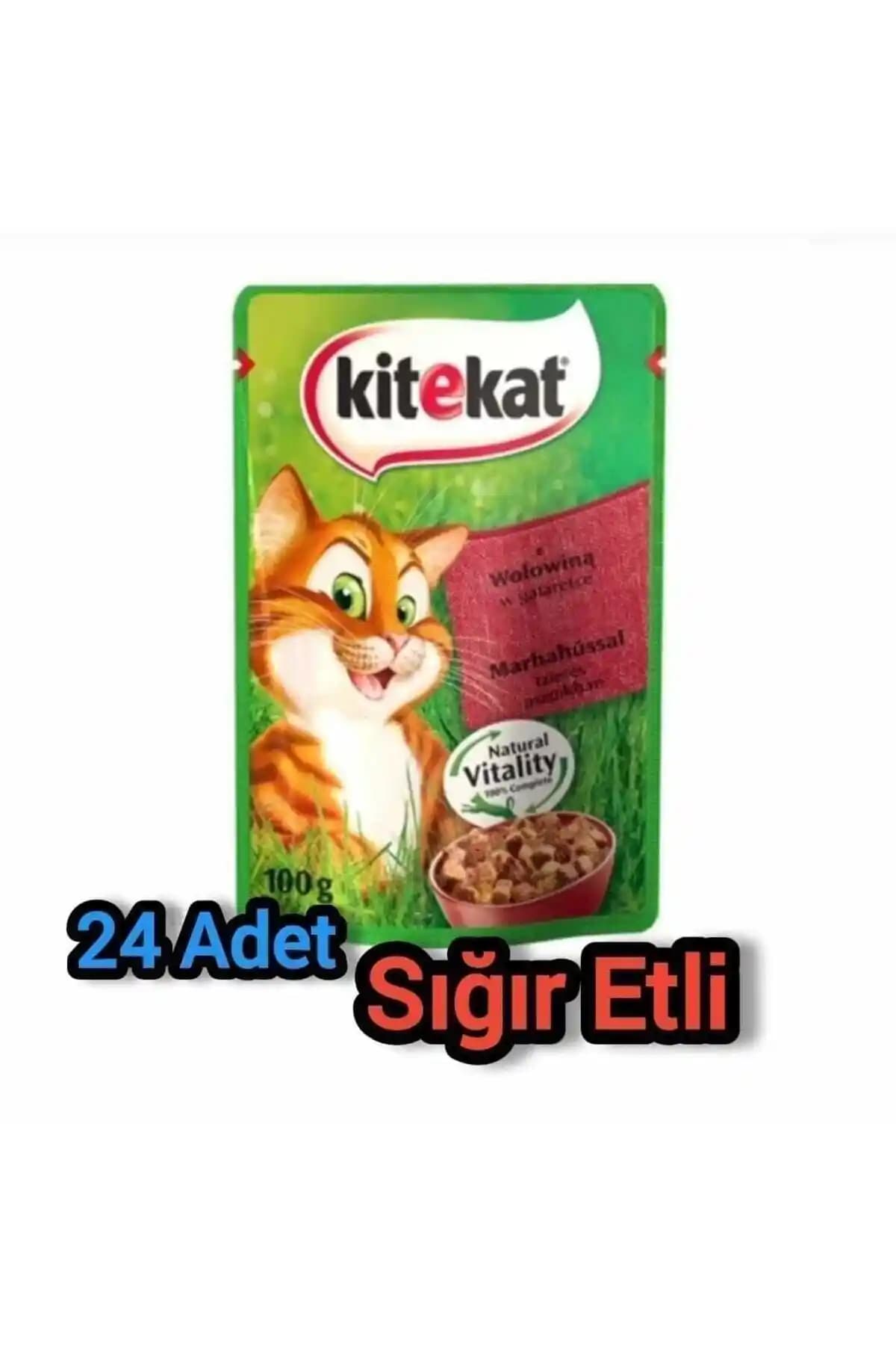 Kitekat Sığırlı Yaş Tam Mama – Yetişkin Kediler İçin Sıvı Formlu Dengeli Yaş Mama