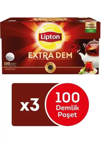 Lipton Extra Dem Demlik Poşet Çay 3'lü Set: Sade ve Dengeli İçim Deneyimi, Hızlı Demleme